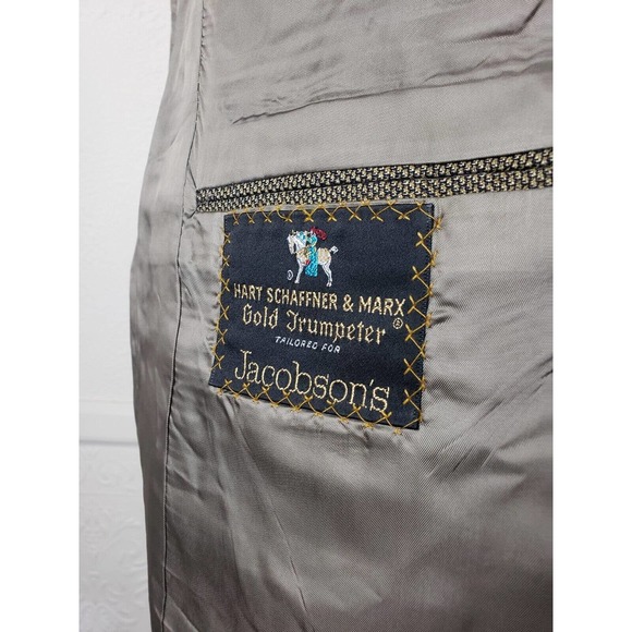 Hart Schaffner Marx Gold Trumpeter Brown Gold 2 Button Wool Blazer Mens 44R - Picture 5 of 5